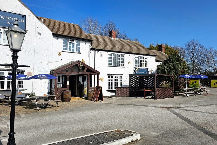 The Lockoford pub frontage in daylight